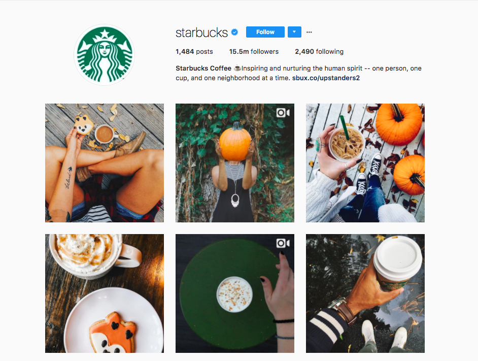 starbucks instagram profile using analogous color palette